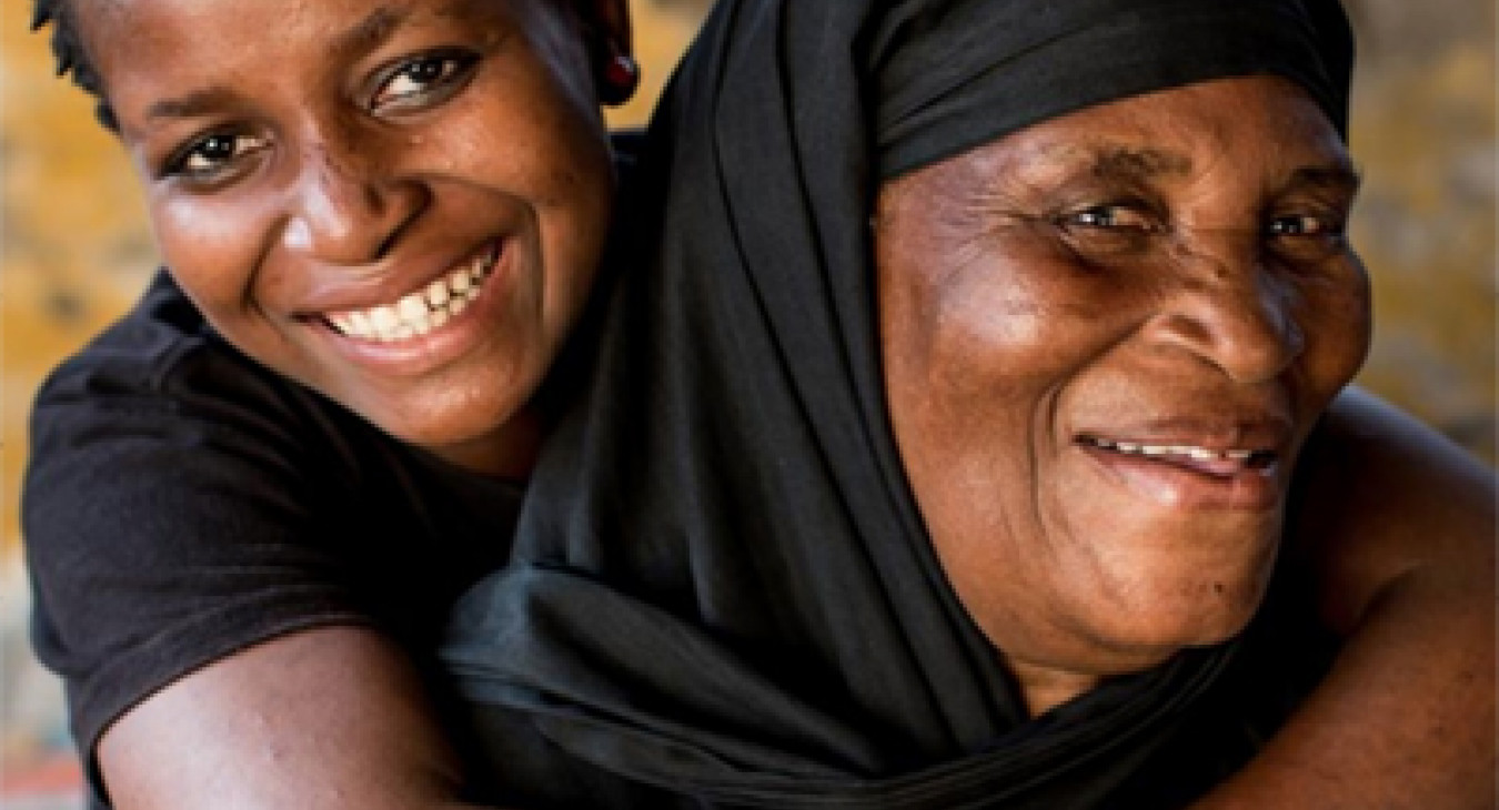 Mom and daughter embrace 