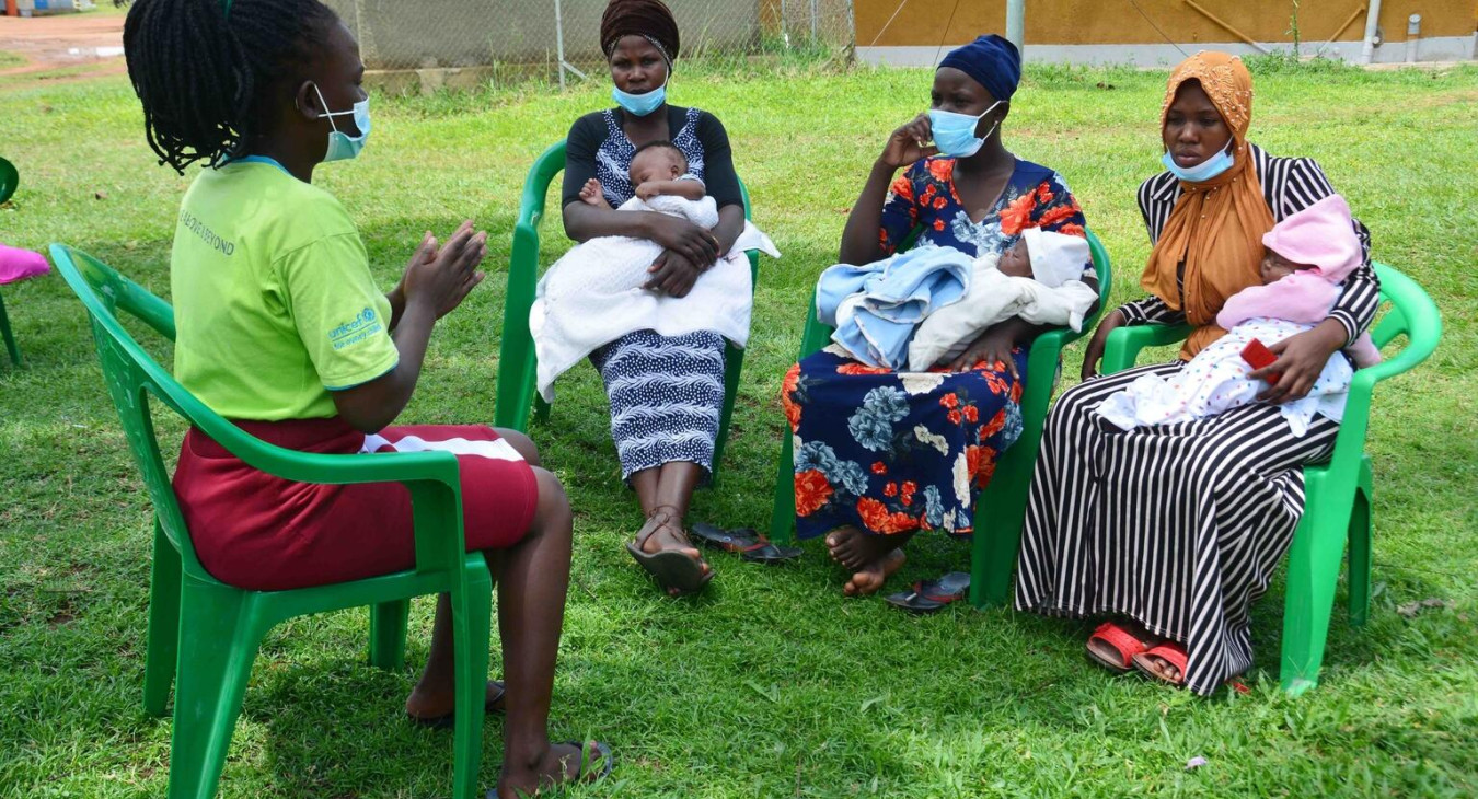 A group antenatal care meeting in Uganda